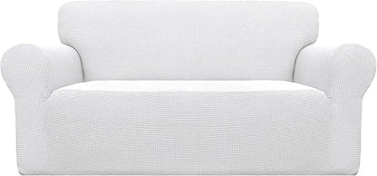 Easy-Going Stretch Oversized Loveseat Couch Covers Washable Snow White | by Easy-Going