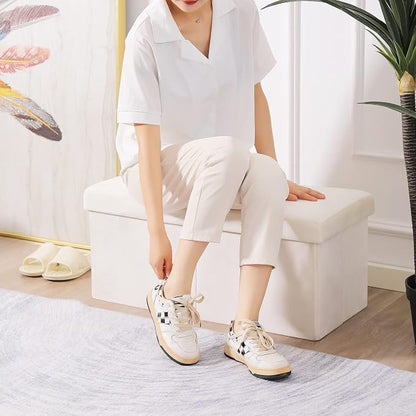 Storage Ottoman Bench Foldable Seat Footrest Shoe Bench End of Bed Storage - Image 4