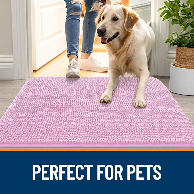 OLANLY Dog Door Mat for Muddy Paws 48x30, Super Absorbent Chenille Mud Mat | - Image 6