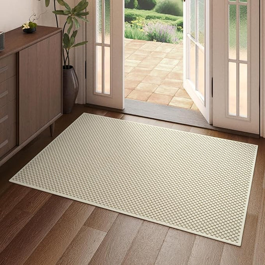Indoor Front Door Mat Entryway Rug Non Slip Washable Beige 2x3 ft | Front Entry by YDKGL