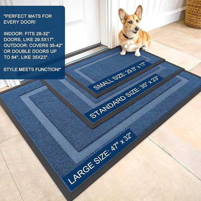 OLANLY Front Door Mat Outside 35x23, All-Season Heavy-Duty Rubber Doormat | - Image 3