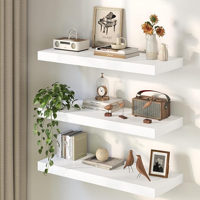 36Inch White Floating Shelves for Wall, 12 Inch Deep Shelves for Bedroom - Image 8