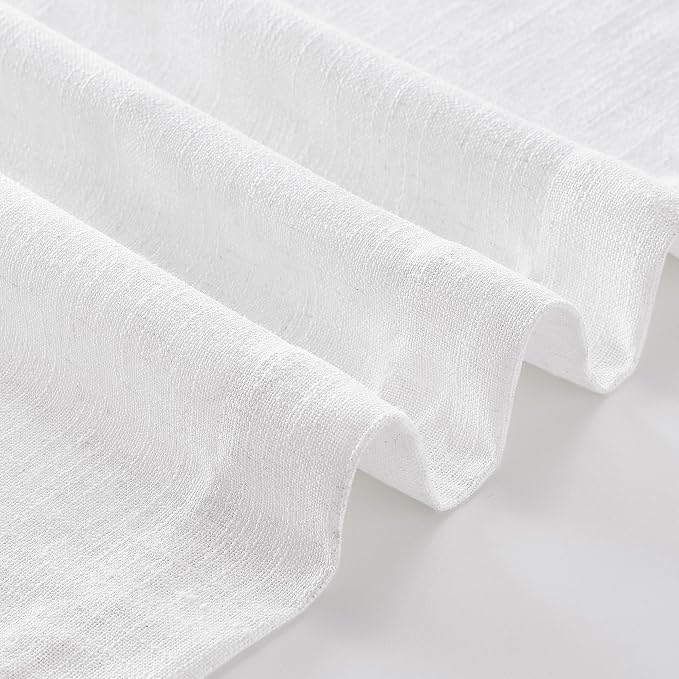 Snow White 72 Inch Pinch Pleated Linen Semi Sheer Curtains 2 Panels W40xL72 | - Image 6