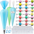 40PCS Piping Bags and Tips Set 12 Inch Pastry Bags Cakes Decorating Kit Supplies, 10 Icing Bags Disposable with 1 Reusable Piping Bags, 24 Frosting Tips, 2 Couplers, 1 Storage Box