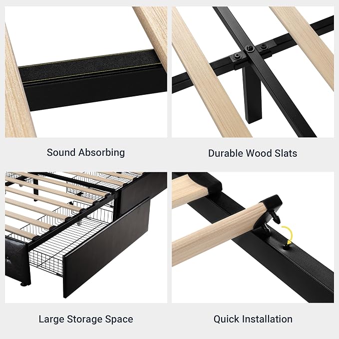 Allewie Upholstered King Size Platform Bed Frame - Image 8