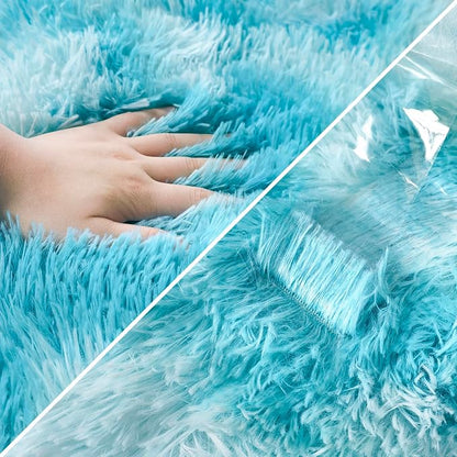 Tie-Dyed Sky Blue 2x6 Machine Washable Runner Rugs - Image 6