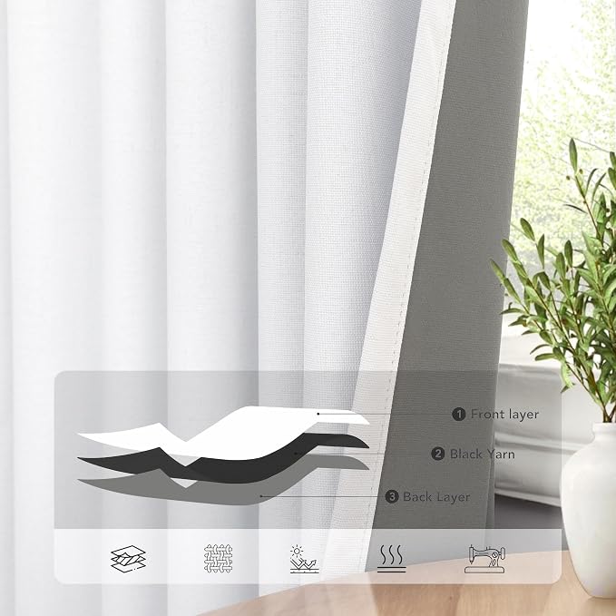 Blackout Curtains 108 Inch Long 2 Panels Burg Sound Curtains Noise Reducing - Image 5