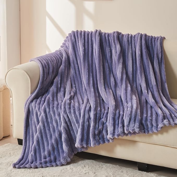 NEWCOSPLAY Fleece Ribbed Cozy Throw Blanket - Image 3