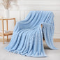 Light Blue Throw Blanket for Couch Sofa 50x60 inches Striped Design | Fleece by Unknown