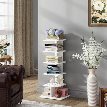 TUTOTAK Narrow Bookshelf, 6-Tier Bookcase, Spine Book Shelf - Image 5