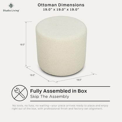 Studio Living Wentworth 19" Round Ottoman, Urban Transitional, Fully Assembled - Image 3