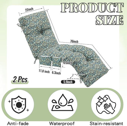 Kigley 2 Pcs Outdoor Chaise Lounge Cushions - Image 2