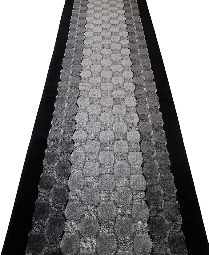 Custom Length Hallway Runner Rug, Slip Resistant, Checkered Black, 26 Inch X 32 - Image 6
