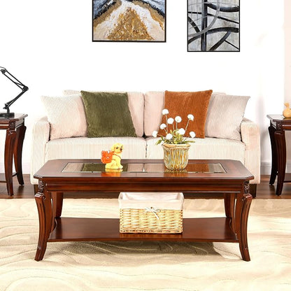 LEEMTORIG Vintage Glass Top Coffee Table - Image 3