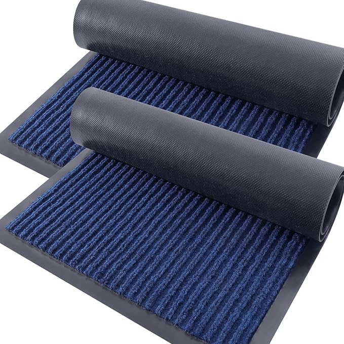 OLANLY 2-Pack Front Door Mats 71x23, Waterproof Heavy-Duty Doormats | Blue by OLANLY