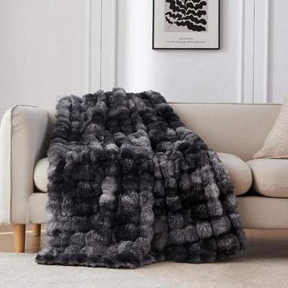 COOVA Faux Fur Throw Blanket for Couch, Cozy Soft and Fuzzy Plush Rabbit Fur by COOVA