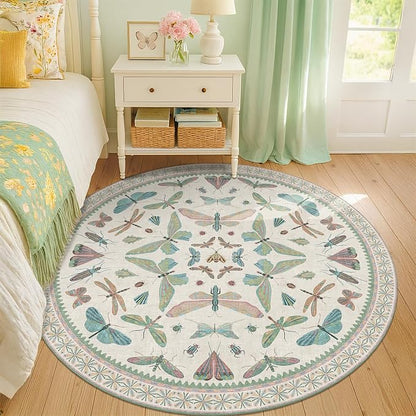 Green and Blue Insect 6ft Round Soft Rugs - Image 3