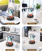 Mug Holder for Countertop, 2-in-1 Mug Tree for Large Mugs & Coffee Cup Stand with Storage Basket - Mug Rack & Organizer for Coffee Bar Accessories