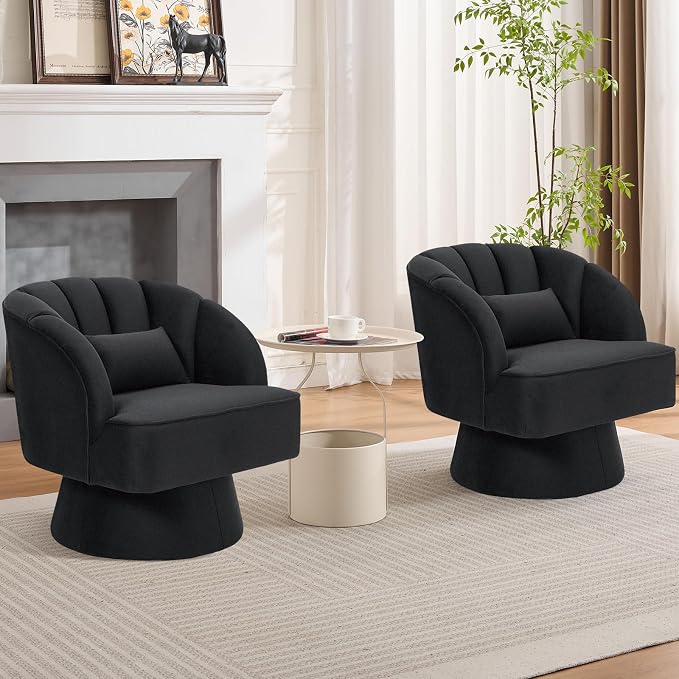 Garvee Ultra-Plush Swivel Accent Chair, 360° Barrel Lounge Chair - Image 6
