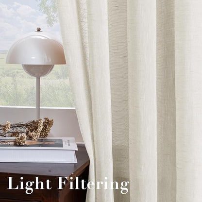 H.VERSAILTEX Linen Curtains Nickel Grommet Natural Linen Semi-Sheer Curtains 2 - Image 5