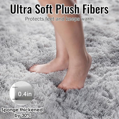 Abstract Shaggy Washable Area Rug 4x6 Plush Soft Fluffy Fuzzy Retro Carpet | - Image 5