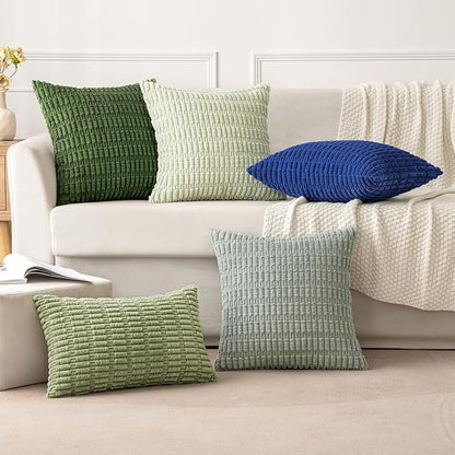 MIULEE Lumbar Corduroy Decorative Throw Pillow Covers 12x20 Moss Green | Pack - Image 5