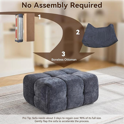 Large Boneless Ottoman, Upholstered Cloud Ottomans - Image 5