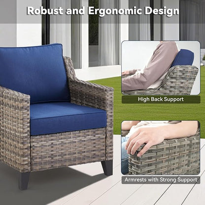 3 Pieces Patio Furniture Sets-Outdoor PE Rattan Wicker Chairs - Image 7