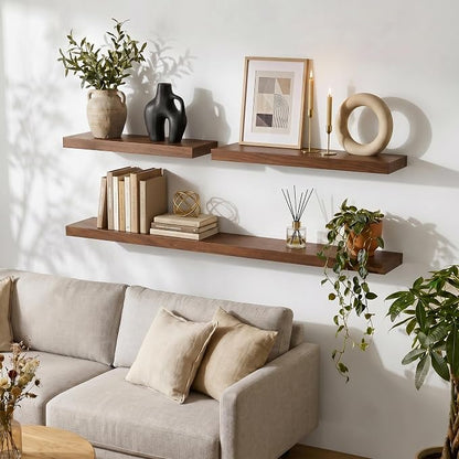 fuqing 20 Inch Floating Shelves | 6.7 Inch Deep Dark Wood Floating Shelves - Image 2