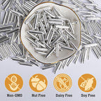 Twisweet Silver Rods Sprinkles, Edible Sugar Sprinkles for Cake Decorating, Candy Rods for Baking Cake Topper Ice Cream Cupcake Cookie Donut Decorations, Wedding Valentines Birthday Party Christmas Easter Supplies (130g/4.58oz)