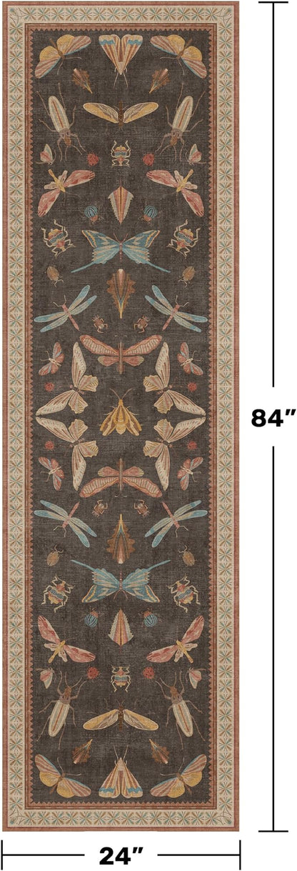Washable Brown Runner Rug 2x7, Non Slip Indoor Carpet - Image 2