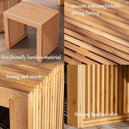 Small Bamboo Dining Bench, 17inch Farmhouse Decor Indoor Kitchen Table Bench - Image 5