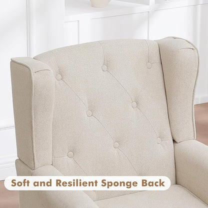 Accent Chair Set of 2, Mid Century Modern Fabric Wingback Chair, Upholstered - Image 6