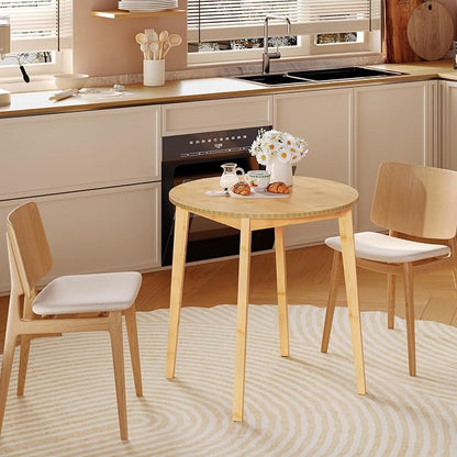 HOOBRO Bamboo Dining Table, Round Dining Table - Image 5
