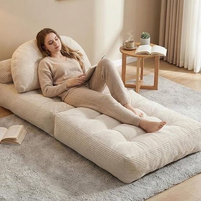 Convertible Corduroy Floor Sofa, 3-in-1 Folding Lazy Sofa Bed - Image 7