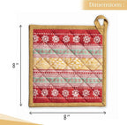 Maison d' Hermine Pot Holders 100% Cotton Heat Resistant Potholders 8" x 8" Hot Pads with Loop BBQ, Cooking, Baking, Grilling, Kitchen, Handling Hot Pans (Pack of 1, Sofia)