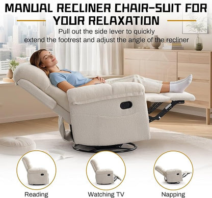 Korser Recliner Chair, Swivel Rocker Recliner Chair - Image 4