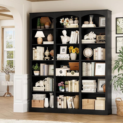 FACBOTALL 71" Triple Wide Bookshelf, 6 Tier Tall Bookshelf, Large Book Shelf - Image 4