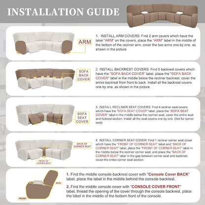 100% Waterproof Sectional Recliner Couch Covers - Image 7