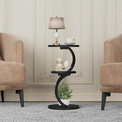 JUSTOGO Small Round Side Table, 3-Tier End Table - Image 8