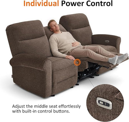 MCombo 87.8" Wall Hugger Power Reclining Sofa, 3-Seat Triple Recliner Couch - Image 6