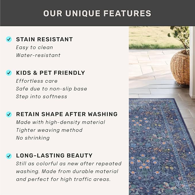 Vintage Dark Blue 3x6 Runner Rugs - Image 7