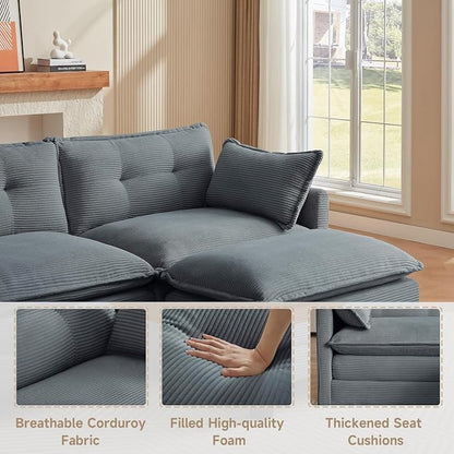 Amsleekey Modular Sectional Sofa, 111.5" U-Shaped Corduroy Comfy Sectional - Image 6