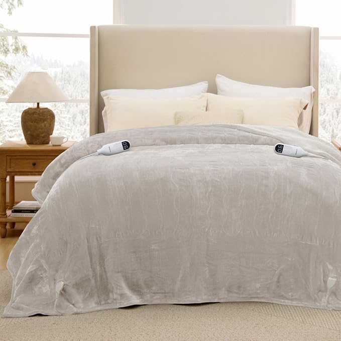 Bedsure Heated Blanket King Size, Dual Control Electric Blanket, Cream | - Image 9
