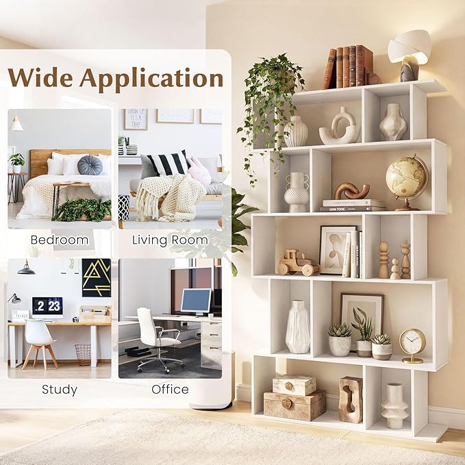 Giantex 5-Tier Bookshelves Set of 2, 10-Cube Geometric Bookcase - Image 6