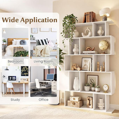 Giantex 5-Tier Bookshelves Set of 2, 10-Cube Geometric Bookcase - Image 6