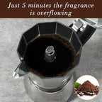 Stovetop Espresso Maker, 6Cup Moka Pot, Espresso Machine Compatible with Induction Cooktops, 300ml Stainless Steel & Aluminum Cuban Coffee Maker for Cafetera Cubana, Silver