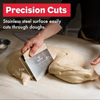Brod & Taylor Bench Knife with 1" Markings and Non-Slip Rubber Handle, Dough Cutter for Home-Kitchen Baking (6" x 5.25" Surface), 100% Dishwasher Safe