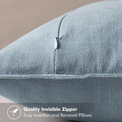 MIULEE Decorative Linen Pillow Covers 18x18 Inch Blue Grey | Boho Farmhouse​ - Image 3