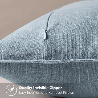 MIULEE Decorative Linen Pillow Covers 20x20 Inch Blue Grey | Boho Farmhouse​ - Image 5